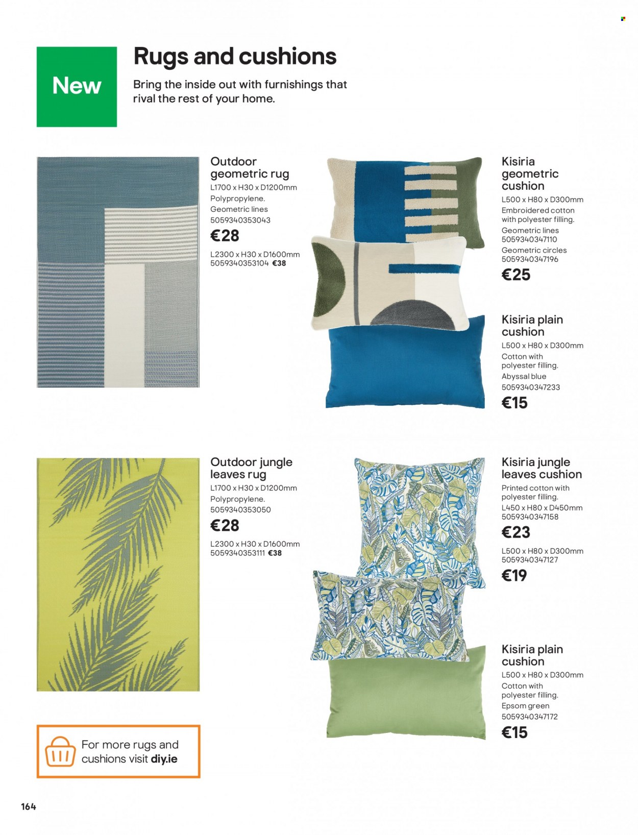 B&Q offer  - Sales products - cushion, rug. Page 164.