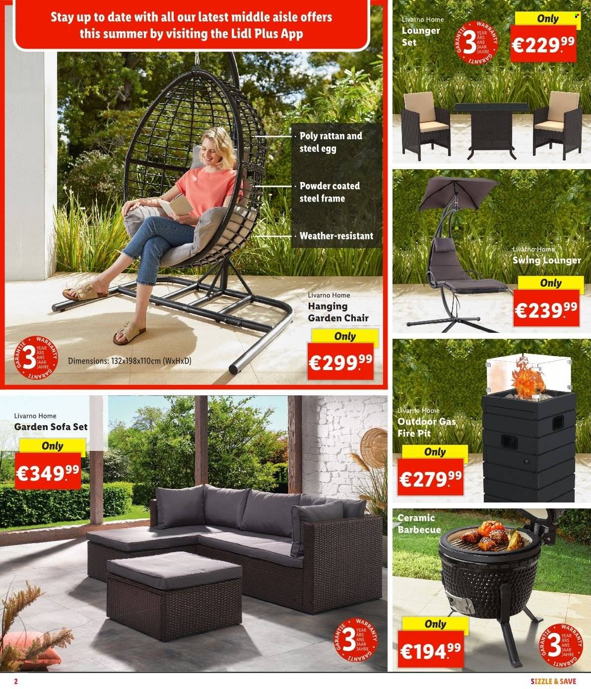 Lidl offer  - Sales products - chair, sofa, eggs, fire bowl. Page 2.