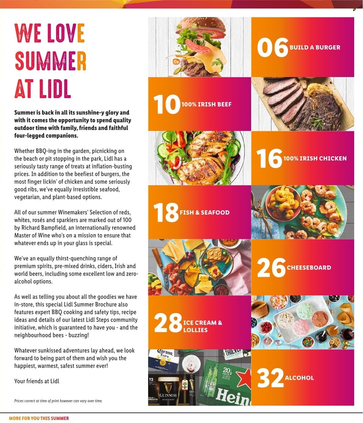 Lidl offer  - Sales products - seafood, fish, Sunshine, ice cream, alcohol, beer, Corona, Guinness. Page 3.