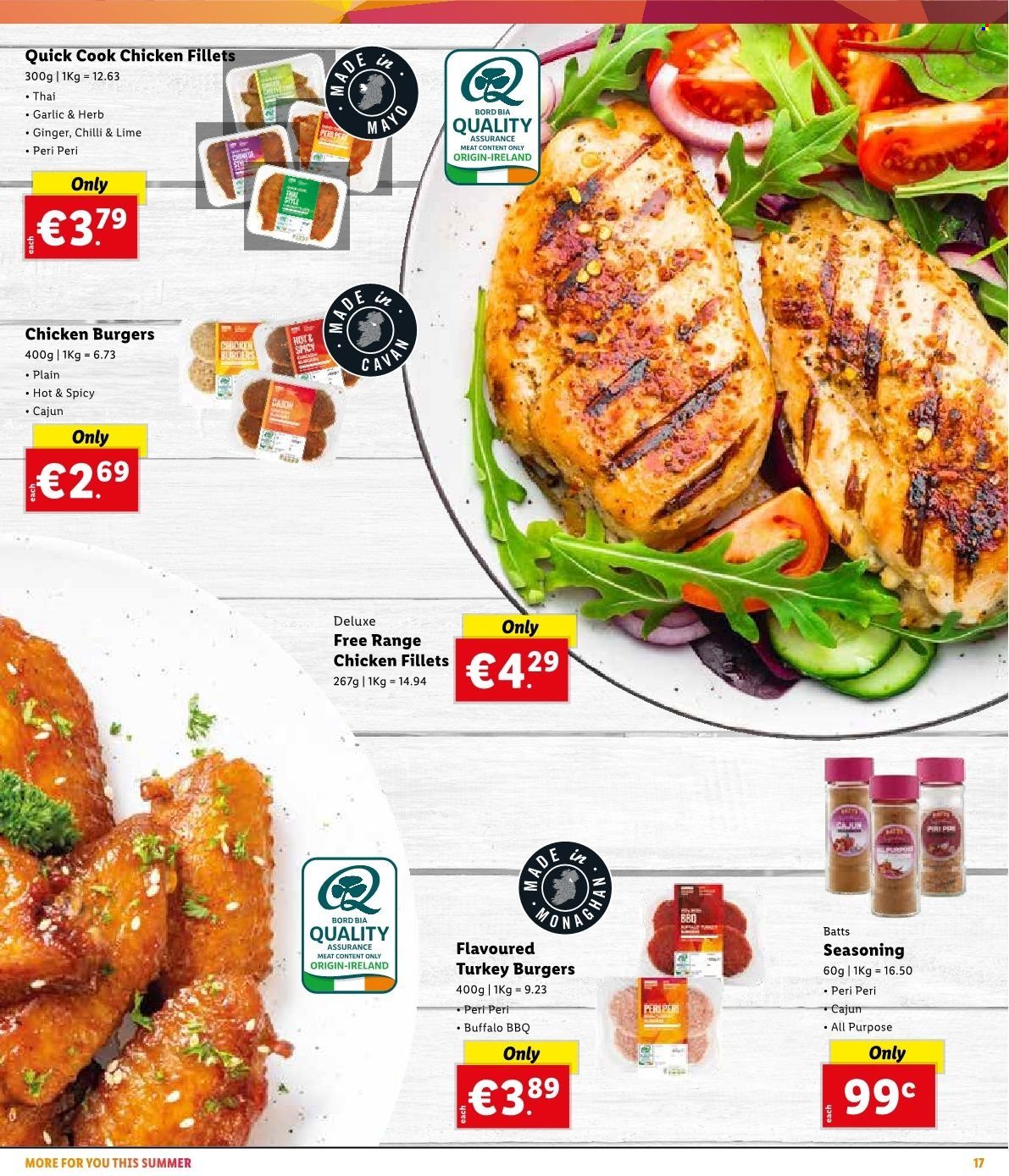 Lidl offer  - Sales products - ginger, hamburger, mayonnaise, spice, turkey burger. Page 21.
