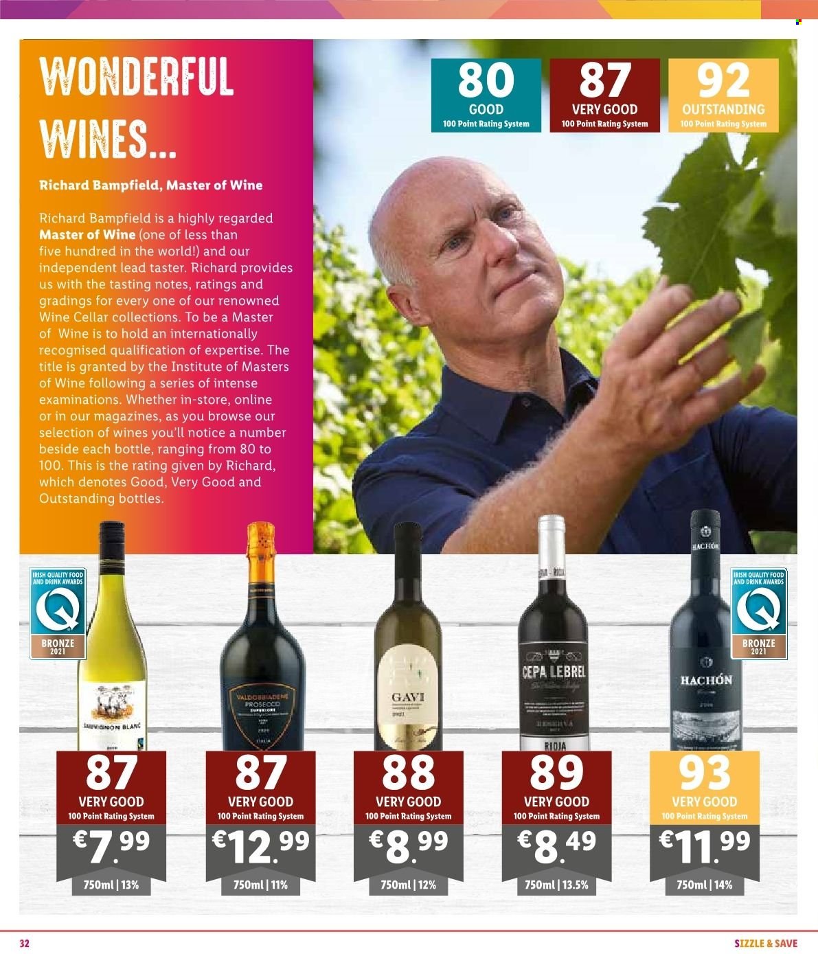 Lidl offer  - Sales products - white wine, prosecco, wine, Sauvignon Blanc. Page 36.