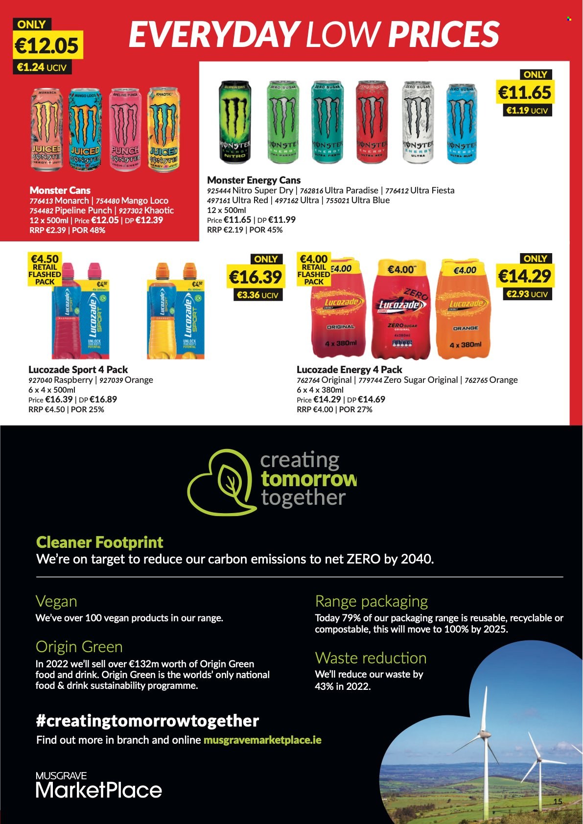 MUSGRAVE Market Place offer  - 8.5.2022 - 4.6.2022 - Sales products - mango, orange, juice, Monster, Lucozade, Monster Energy, punch, cleaner, Target. Page 15.