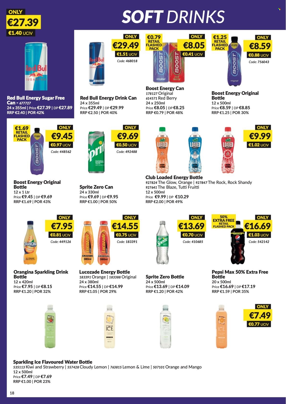 MUSGRAVE Market Place offer  - 8.5.2022 - 4.6.2022 - Sales products - kiwi, orange, Sprite, Pepsi, energy drink, Pepsi Max, soft drink, Red Bull, Lucozade, Boost, drink bottle. Page 18.
