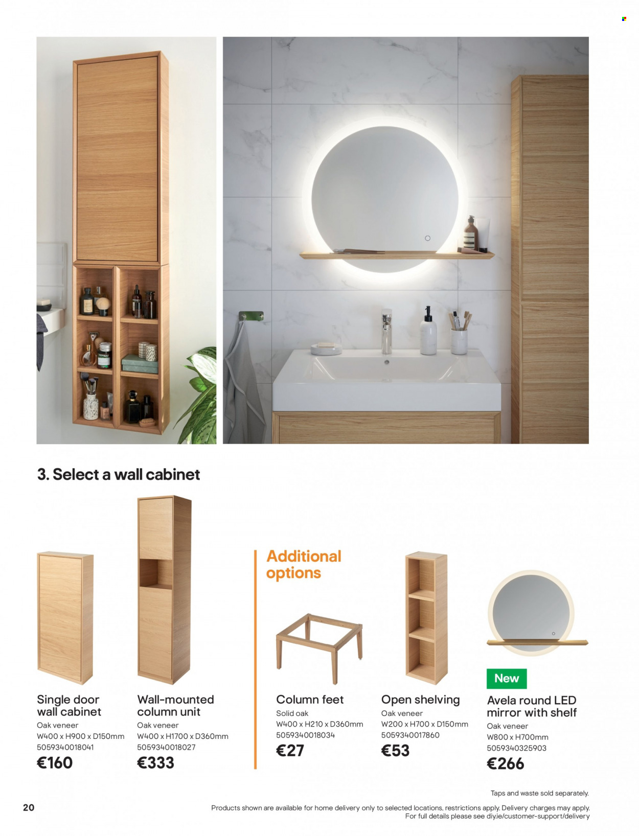 B&Q offer  - Sales products - cabinet, wall cabinet, mirror, mirror with shelf. Page 20.