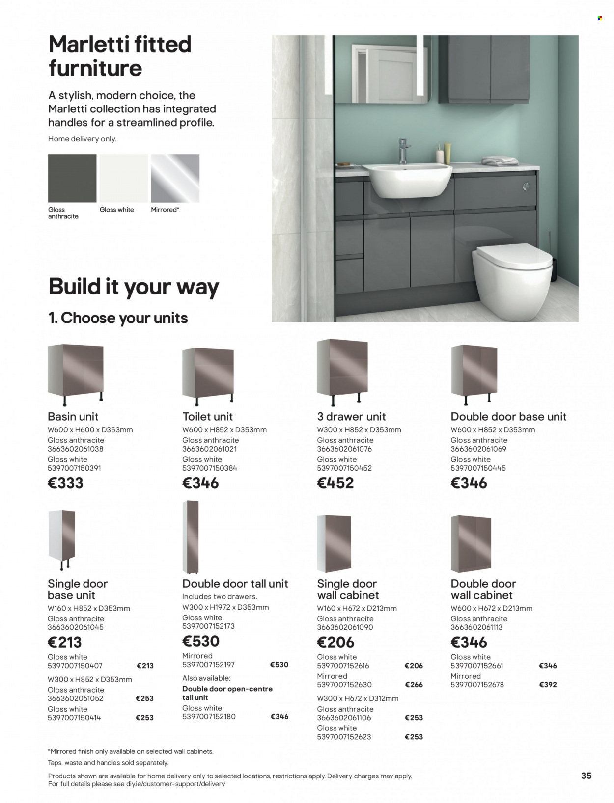 B&Q offer  - Sales products - cabinet, wall cabinet, drawer base, cabinet with drawers. Page 35.