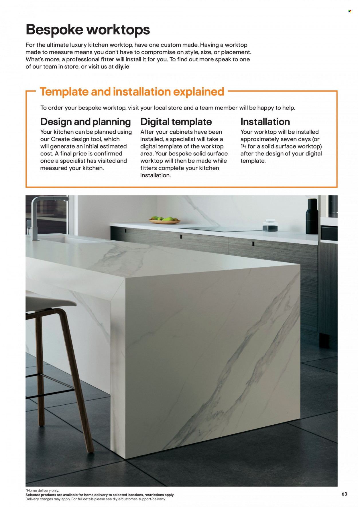 B&Q offer  - Sales products - kitchen worktop. Page 63.
