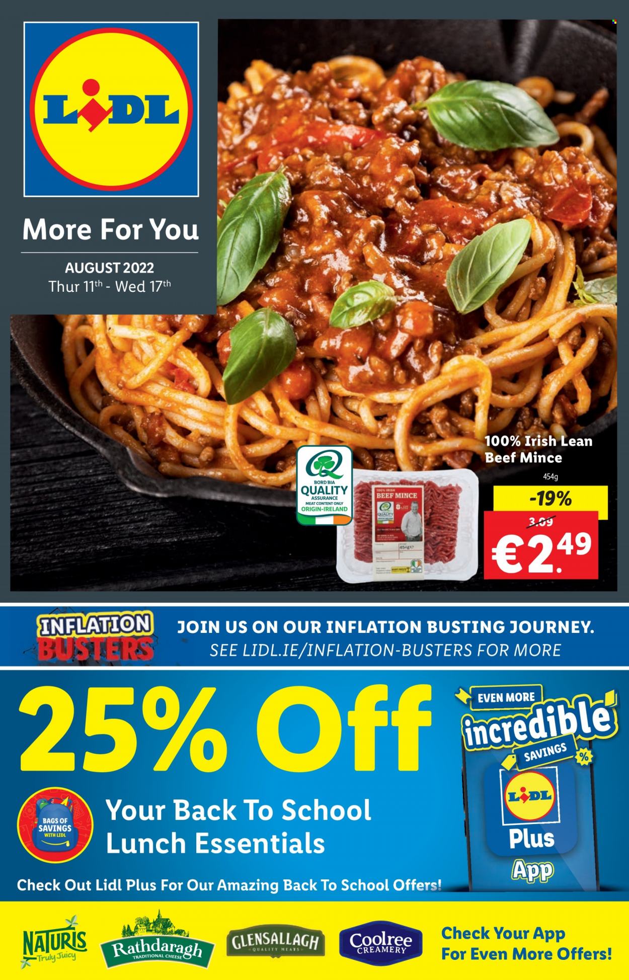 Lidl offer  - 11.8.2022 - 17.8.2022 - Sales products - cheese, TRULY, beef meat, ground beef, essentials. Page 1.