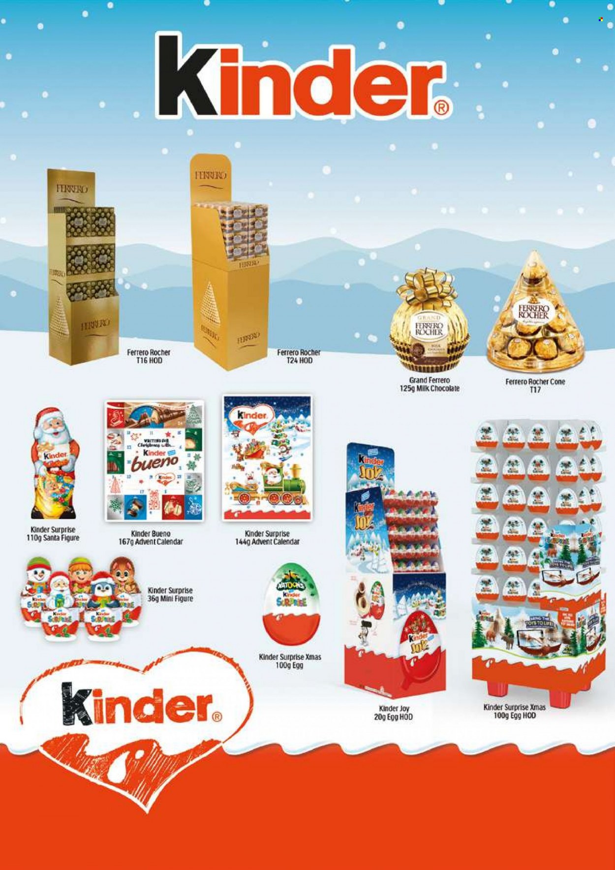MUSGRAVE Market Place offer  - Sales products - advent calendar, eggs, milk chocolate, chocolate, Ferrero Rocher, Kinder Joy, Kinder Surprise, Kinder Bueno, Santa, calendar. Page 14.