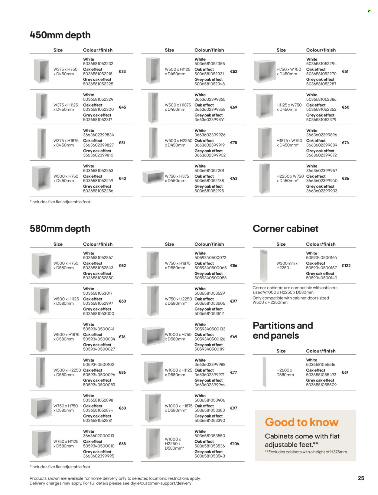 B&Q offer  - Sales products - cabinet, corner cabinet. Page 25.