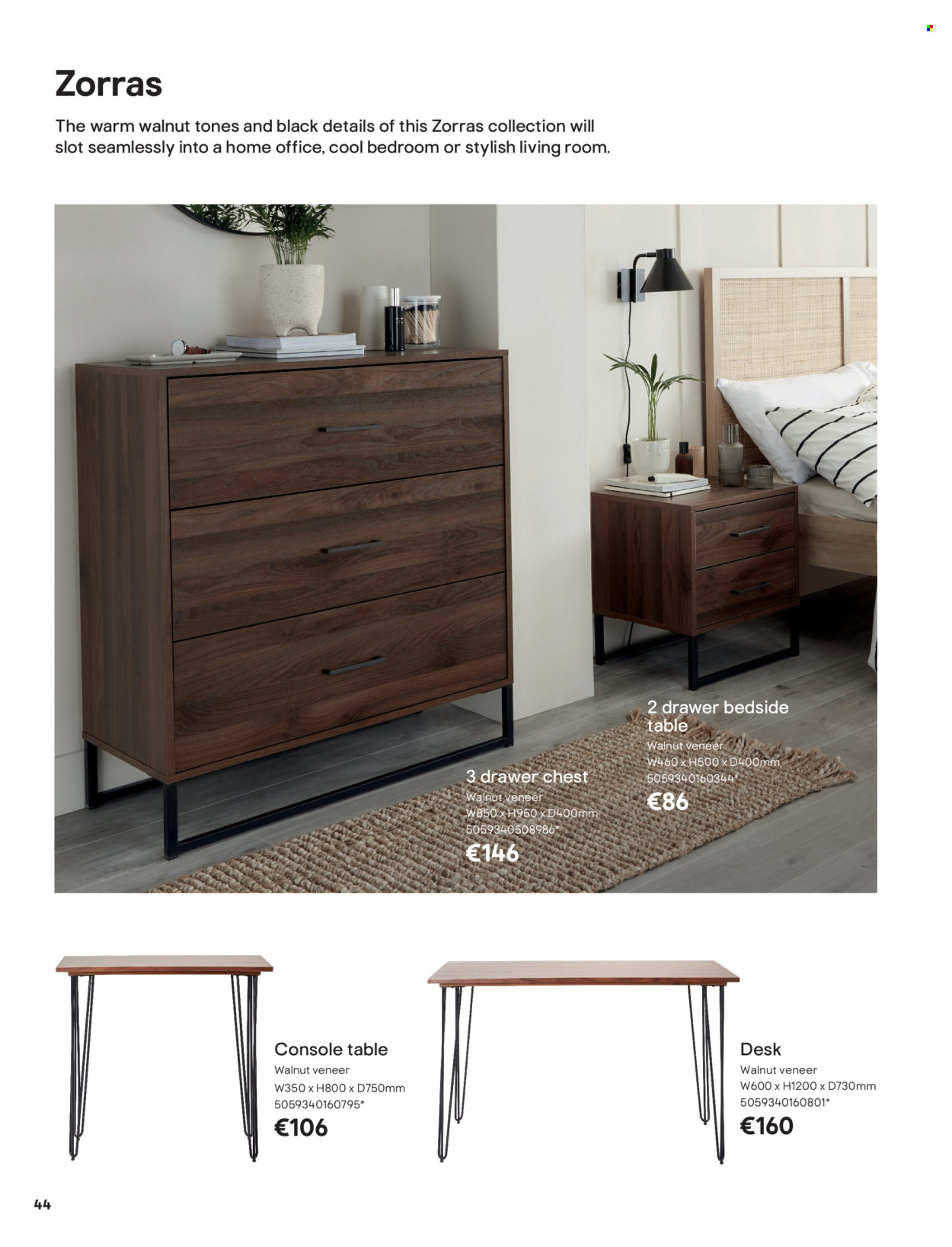 B&Q offer  - Sales products - table, bedside table, desk. Page 44.