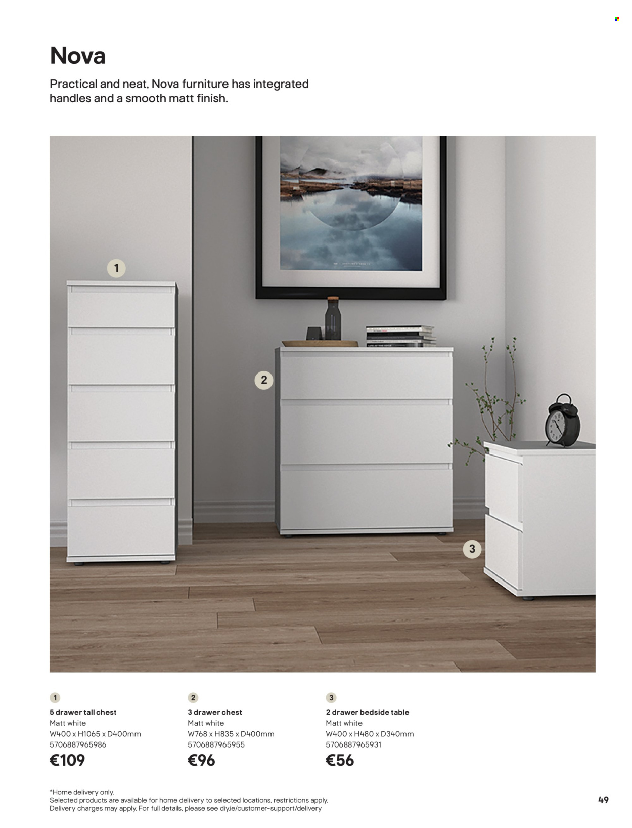 B&Q offer  - Sales products - table, bedside table. Page 49.