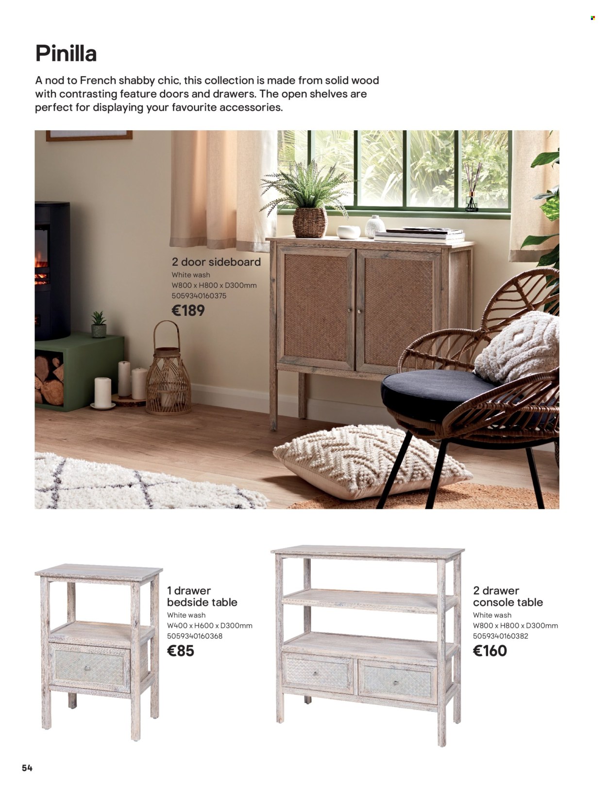 B&Q offer  - Sales products - table, sideboard, shelves, bedside table. Page 54.