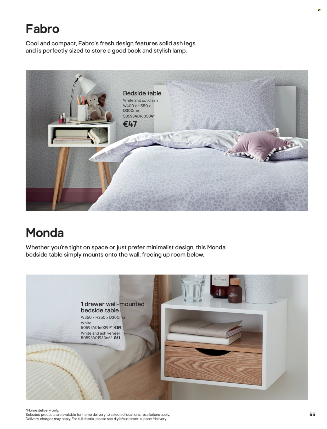 B&Q offer  - Sales products - table, bedside table. Page 55.