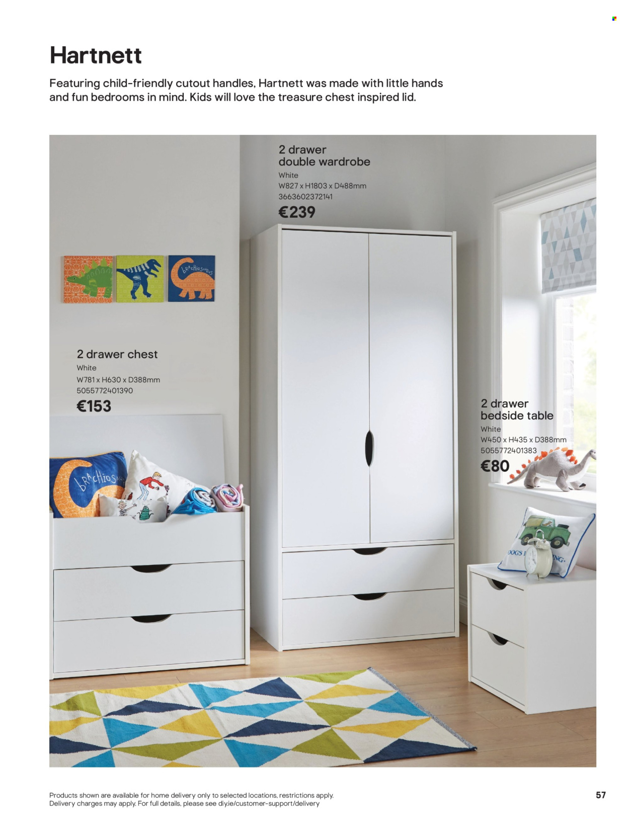 B&Q offer  - Sales products - table, wardrobe, bedside table. Page 57.