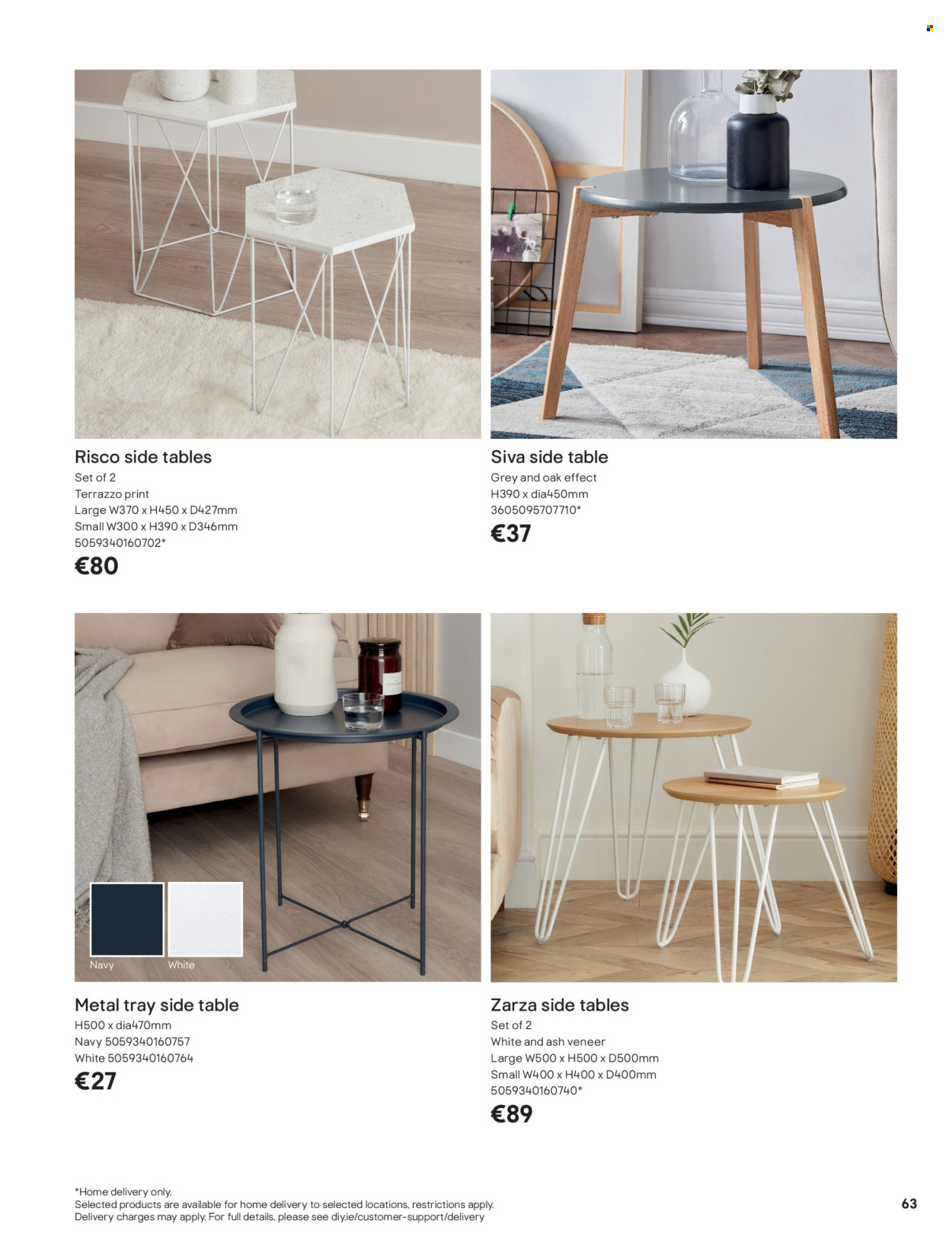 B&Q offer  - Sales products - table, sidetable. Page 63.