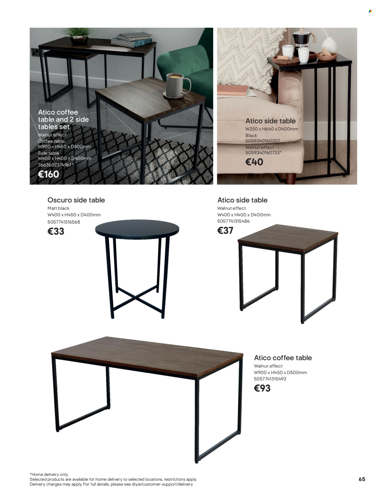 B&Q offer  - Sales products - table, coffee table, sidetable. Page 65.