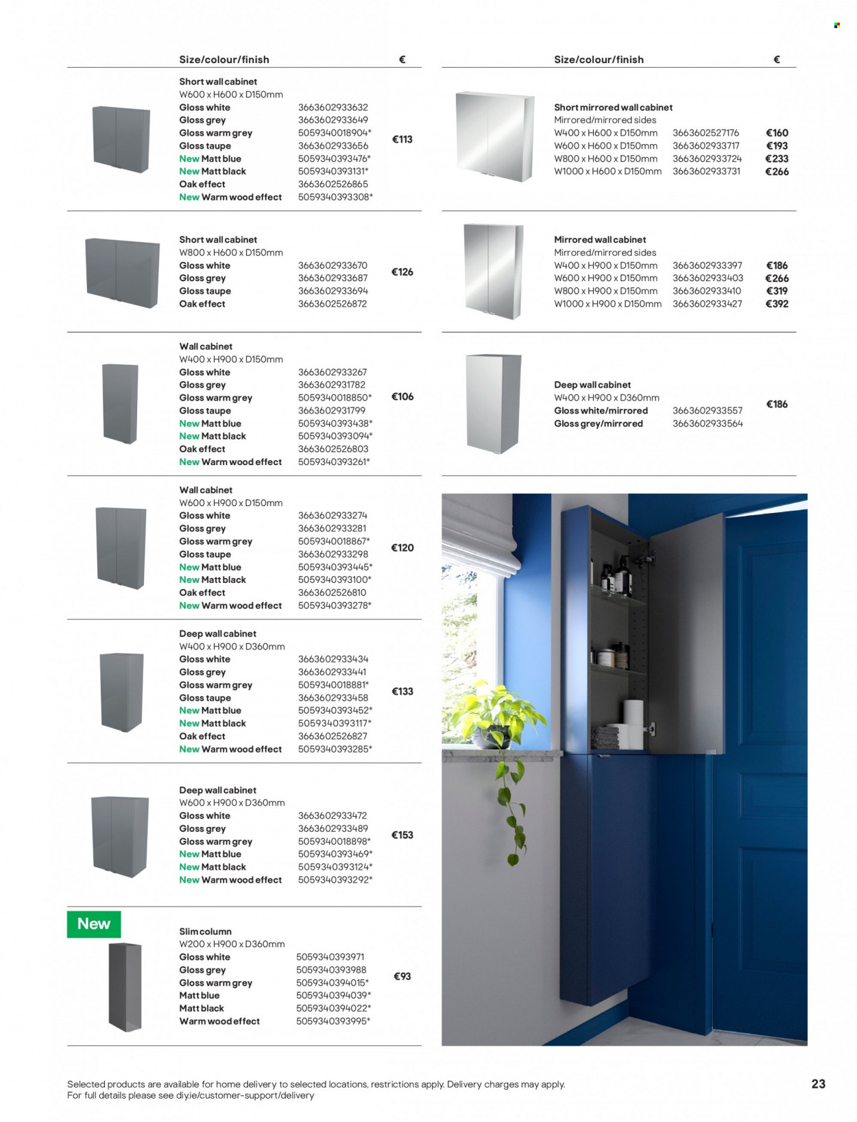 B&Q offer  - Sales products - cabinet, wall cabinet. Page 23.