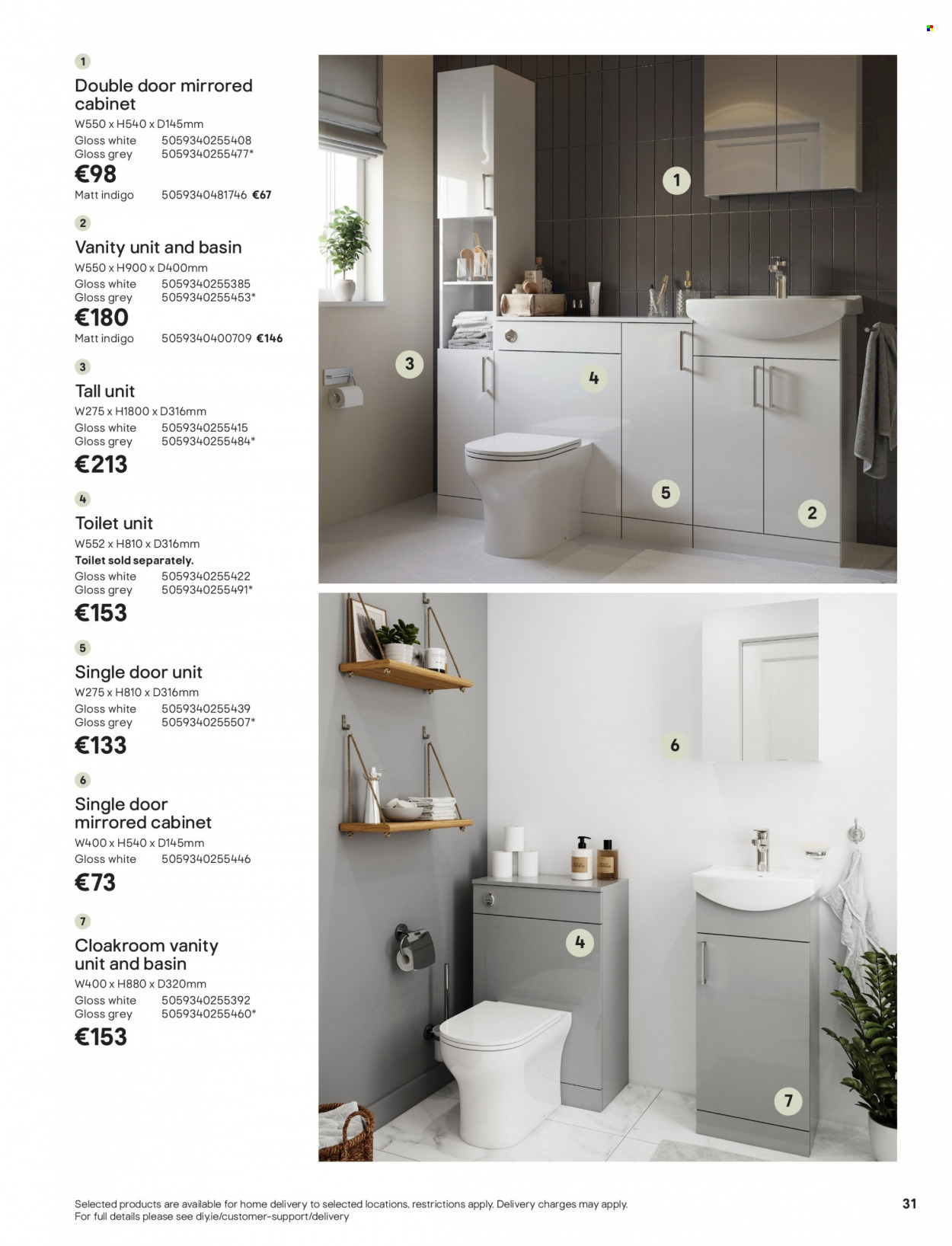 B&Q offer  - Sales products - cabinet, vanity. Page 31.