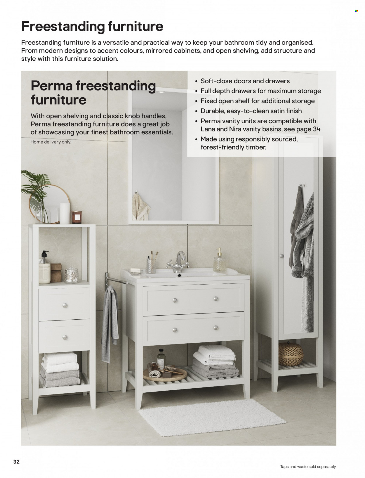 B&Q offer  - Sales products - shelves, vanity. Page 32.