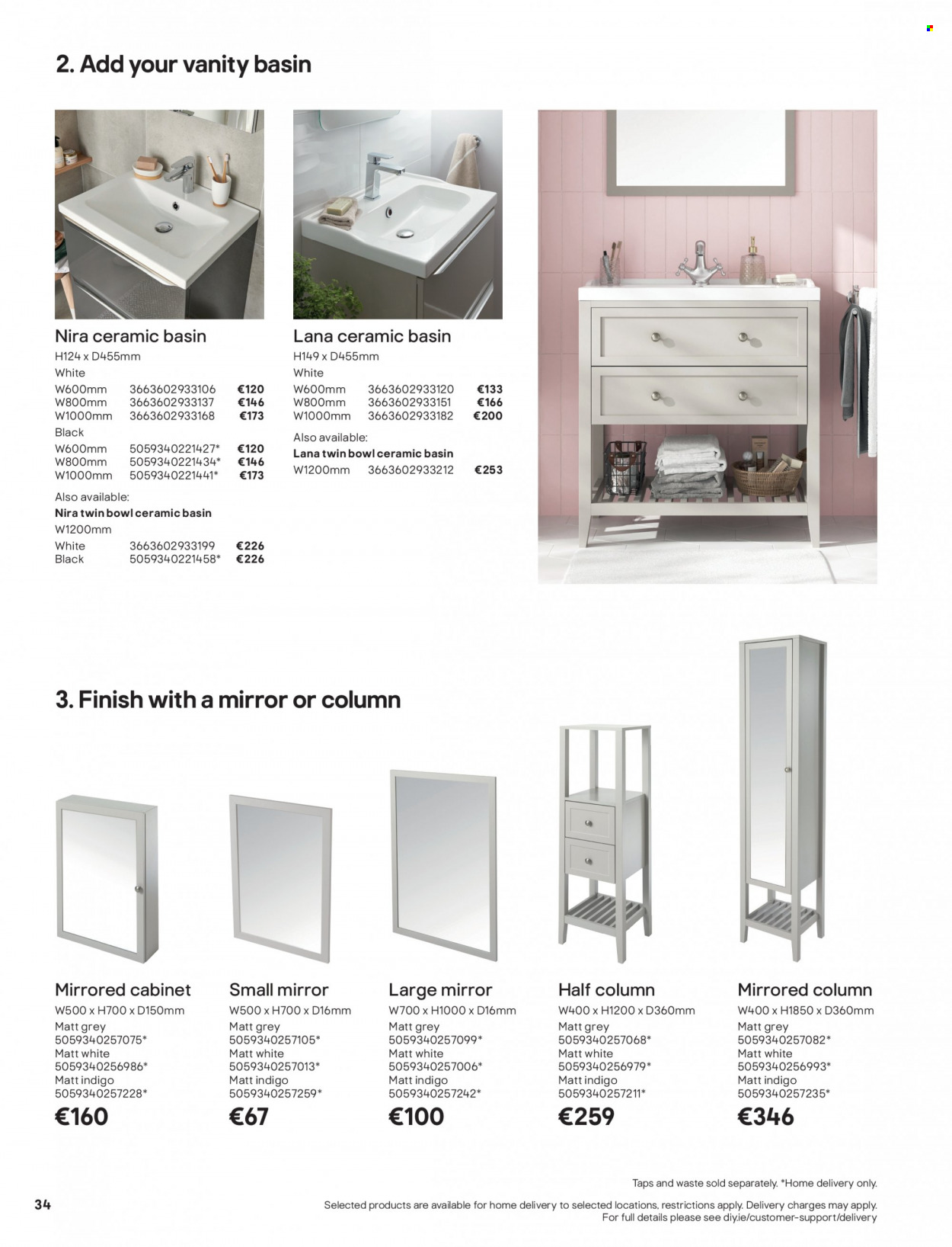 B&Q offer  - Sales products - cabinet, vanity, mirror. Page 34.