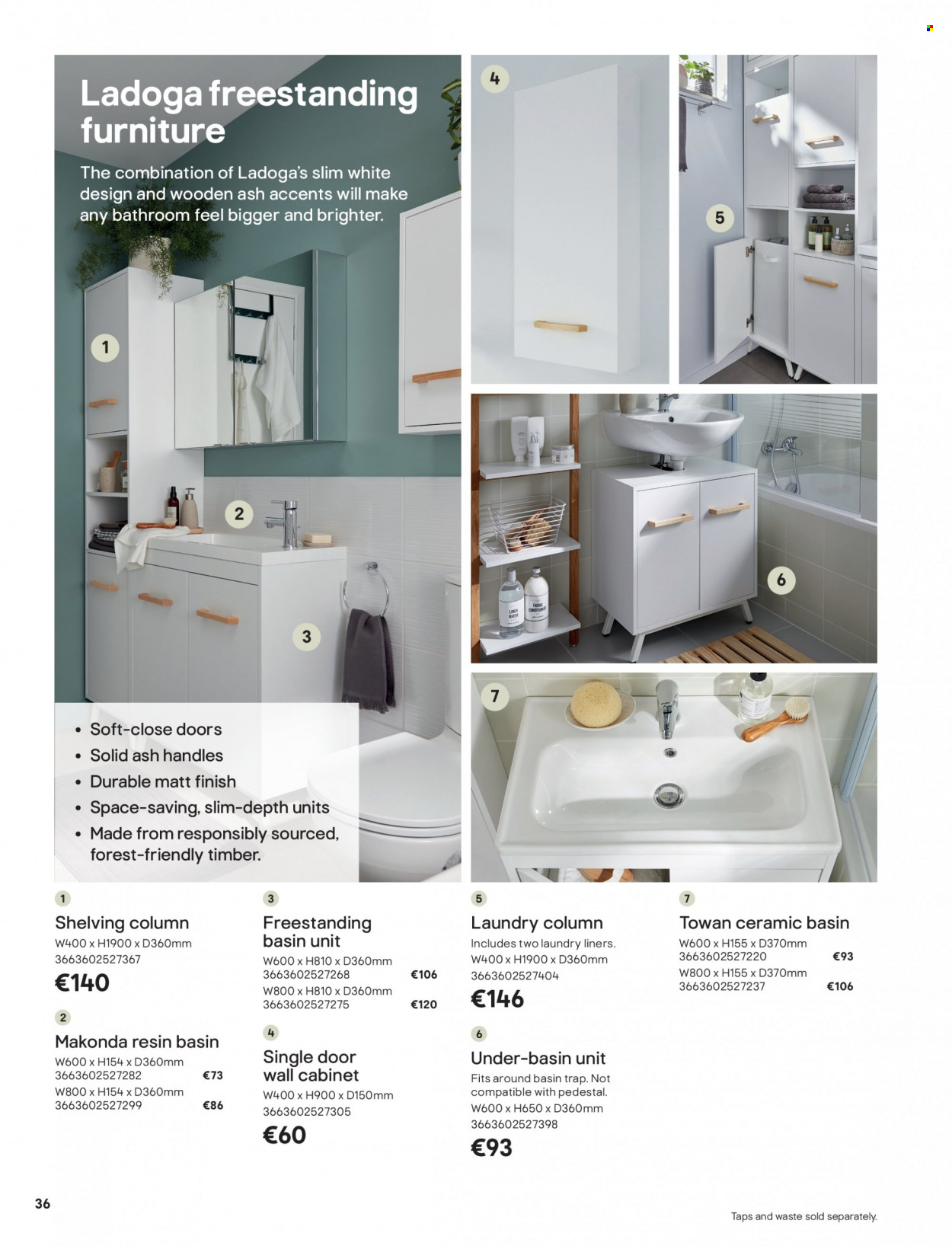 B&Q offer  - Sales products - cabinet, wall cabinet, linens. Page 36.