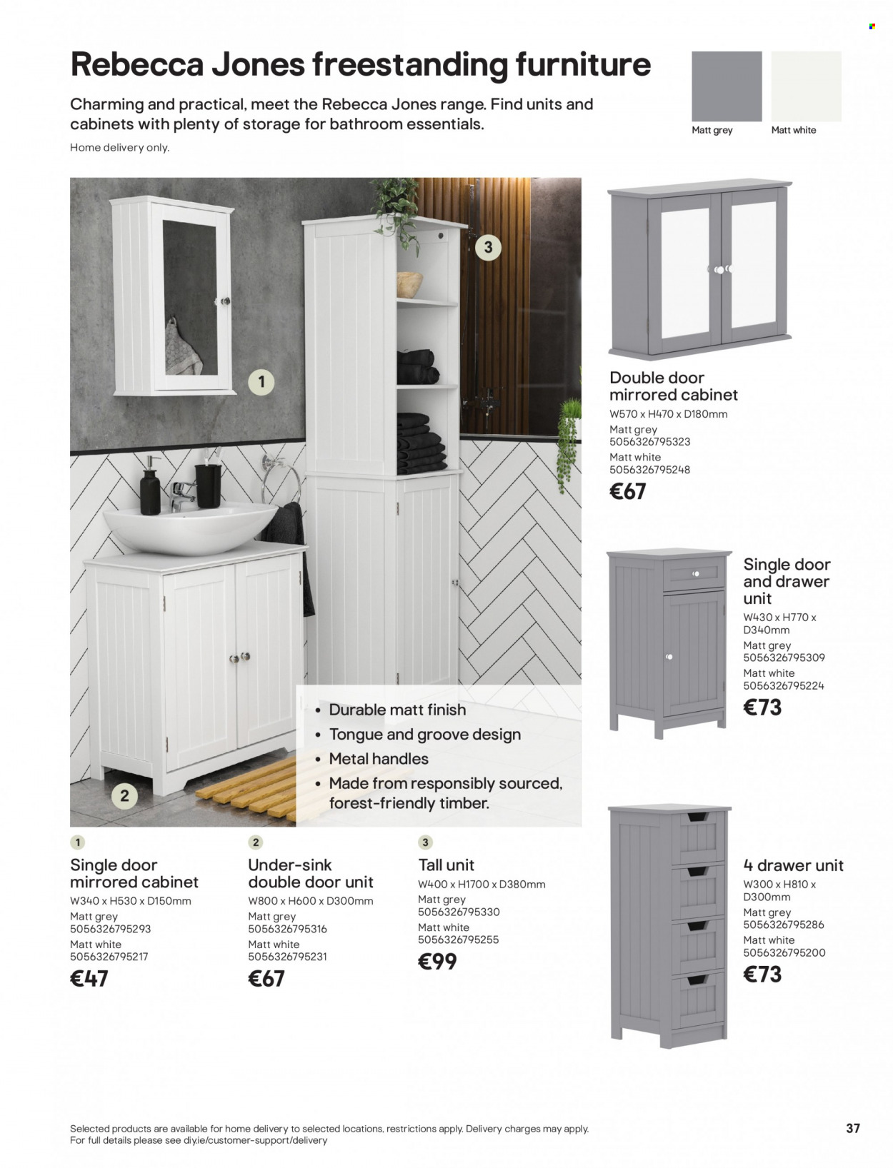 B&Q offer  - Sales products - cabinet, drawer base, cabinet with drawers, sink. Page 37.