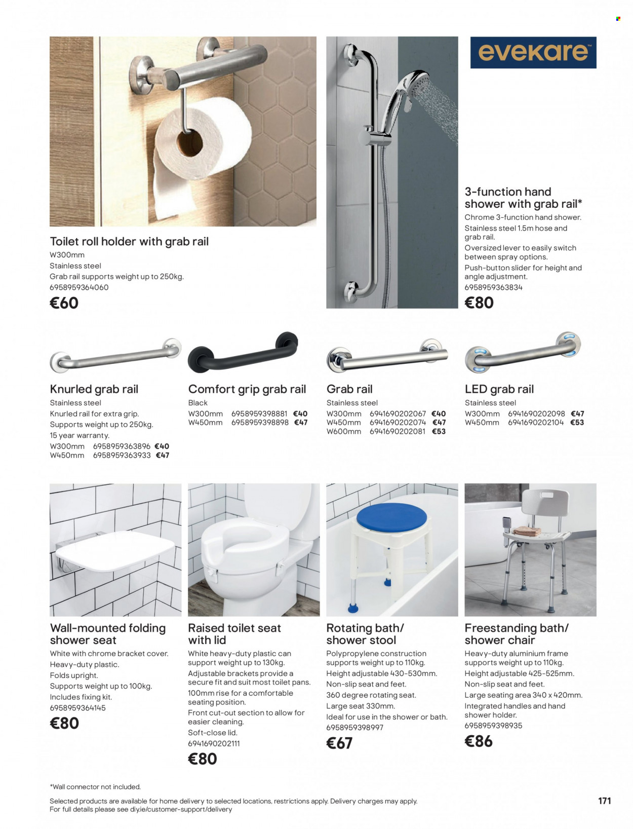B&Q offer  - Sales products - stool, chair, toilet roll holder, hand shower, toilet seat. Page 171.