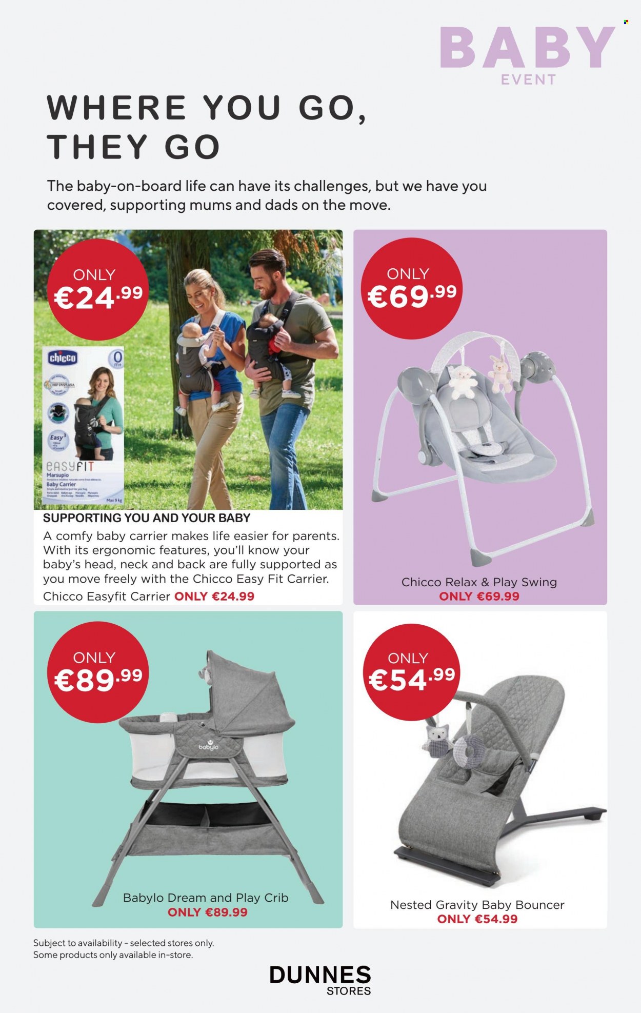 Dunnes Stores offer  - 03.01.2023 - 30.01.2023 - Sales products - baby bouncer, Chicco, baby carrier. Page 3.