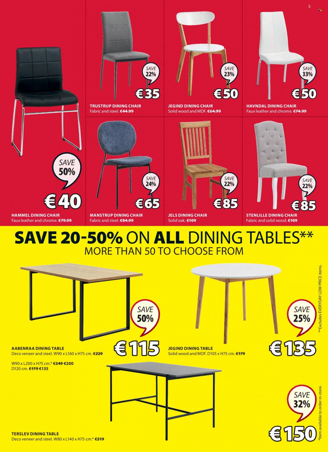 JYSK offer  - 19.01.2023 - 01.02.2023 - Sales products - dining table, table, chair, dining chair, chair pad. Page 5.
