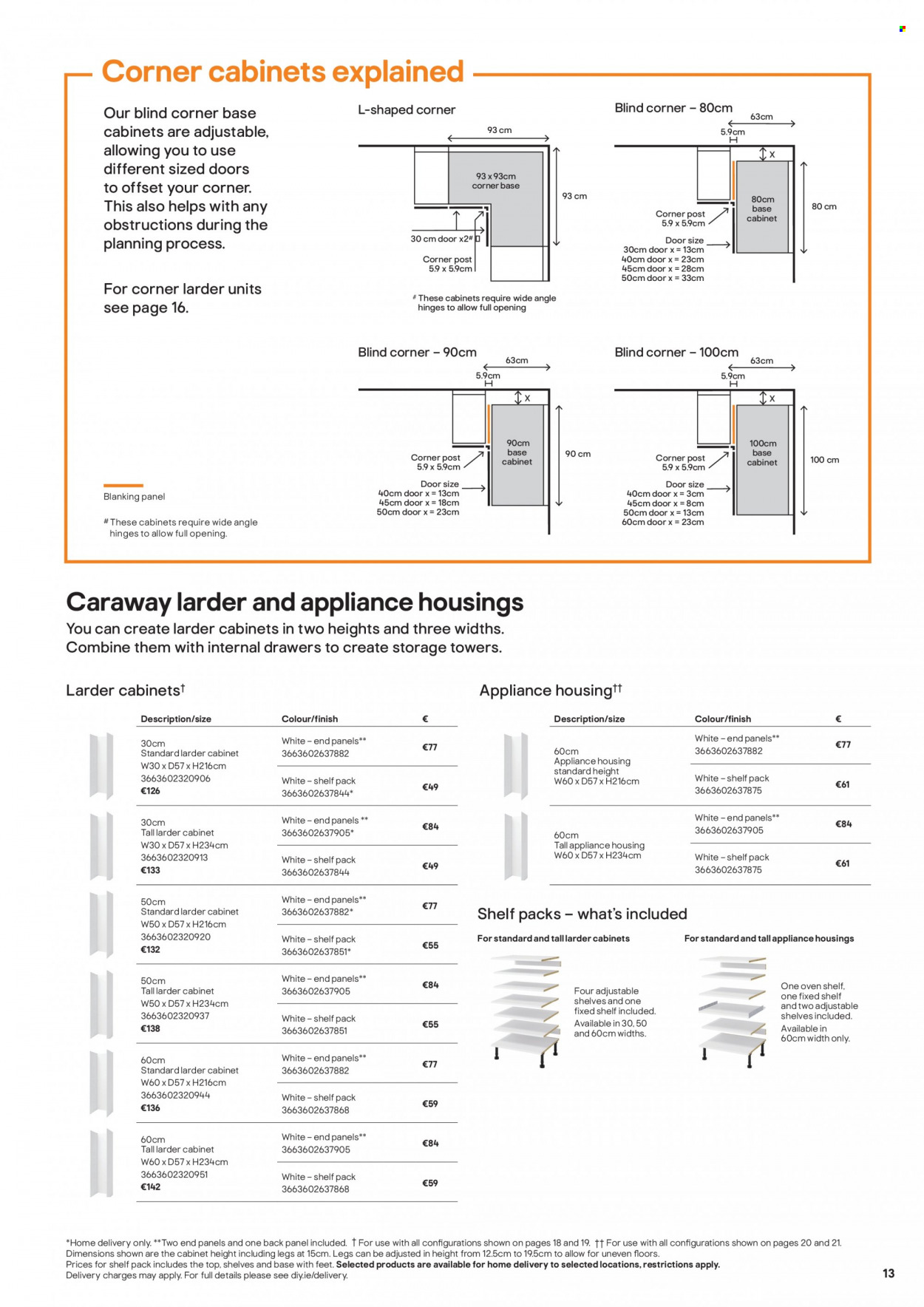 B&Q offer  - Sales products - cabinet, corner cabinet, wall cabinet. Page 13.