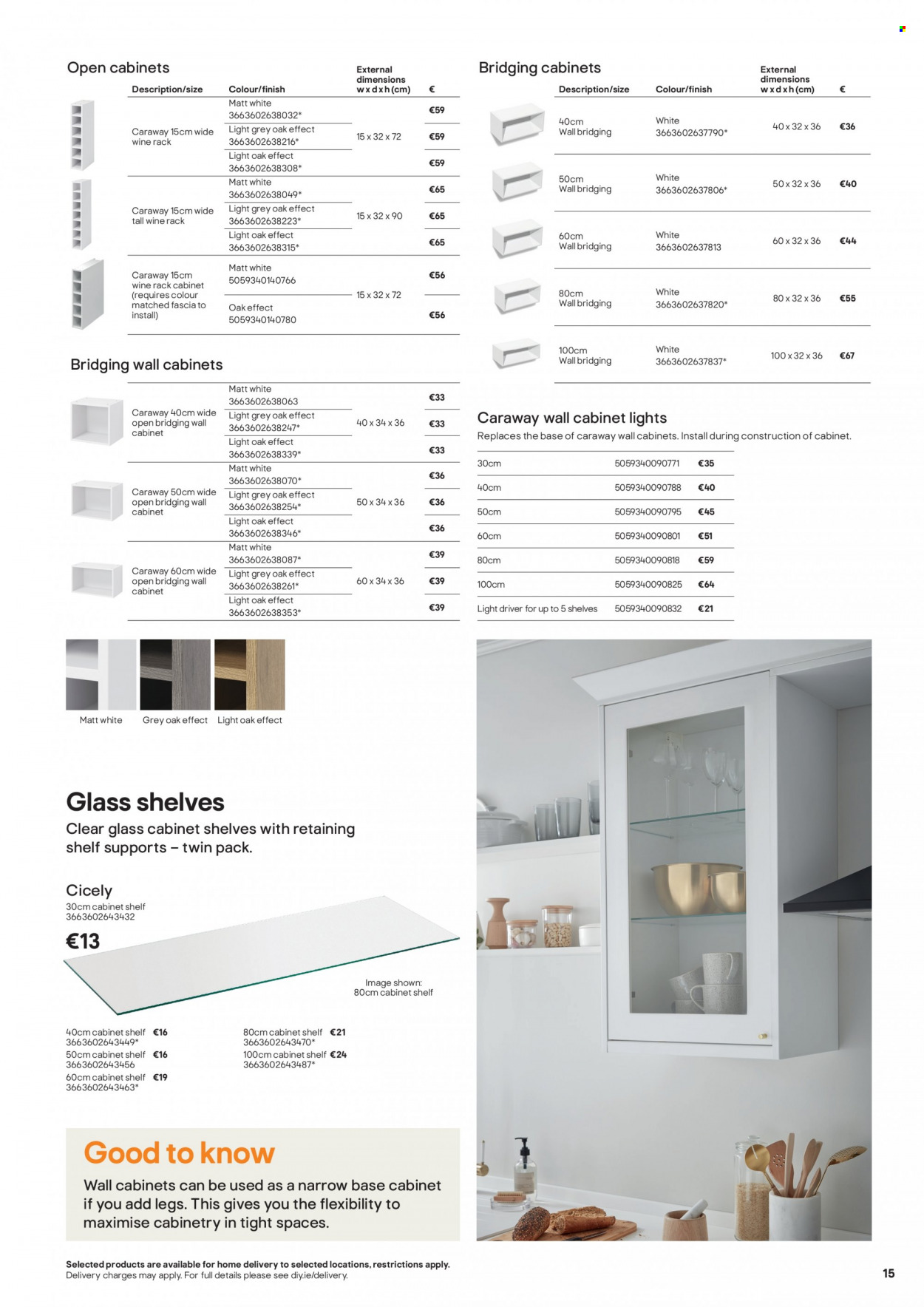 B&Q offer  - Sales products - cabinet, wall cabinet, shelves. Page 15.