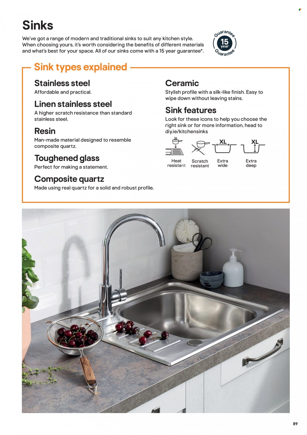 B&Q offer  - Sales products - sink, linens. Page 89.