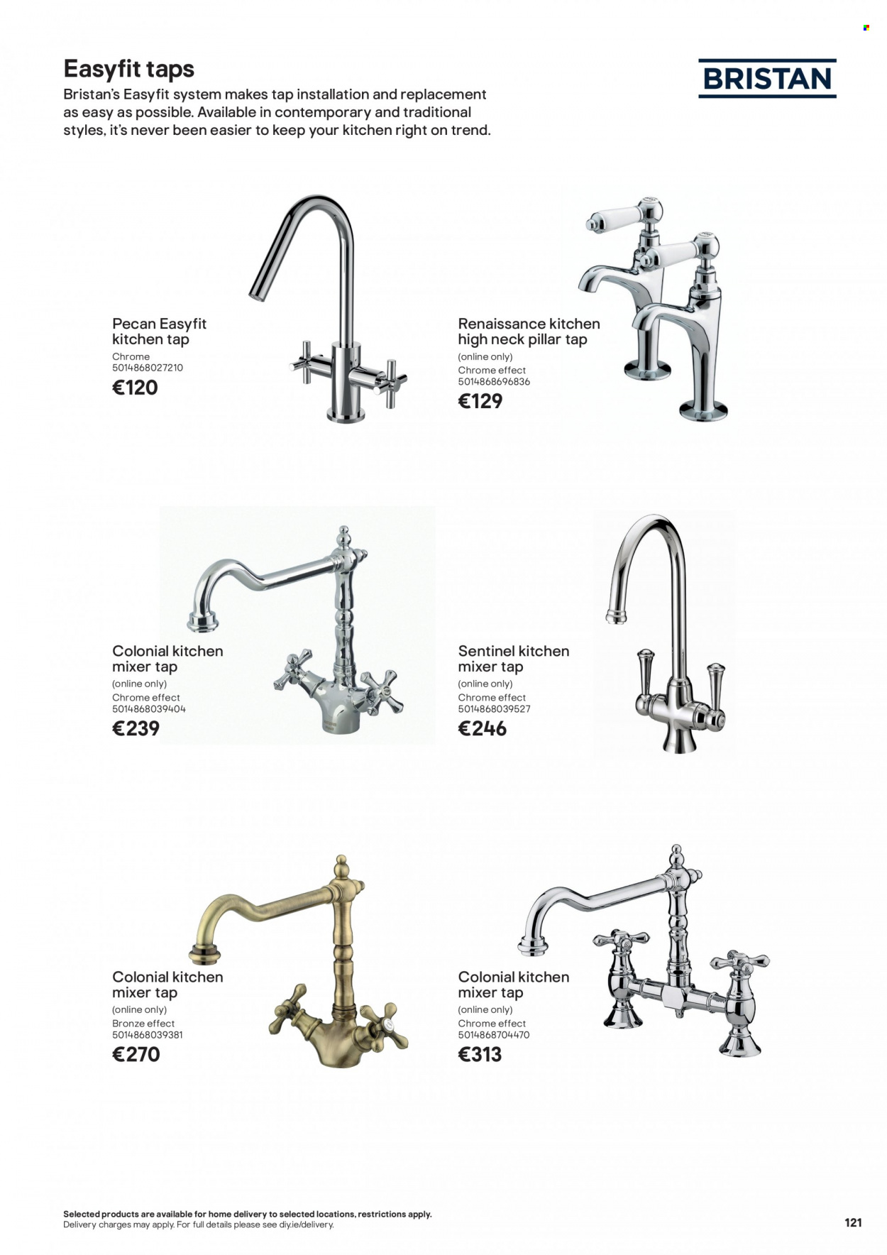 B&Q offer  - Sales products - kitchen tap, kitchen mixer, mixer tap. Page 121.