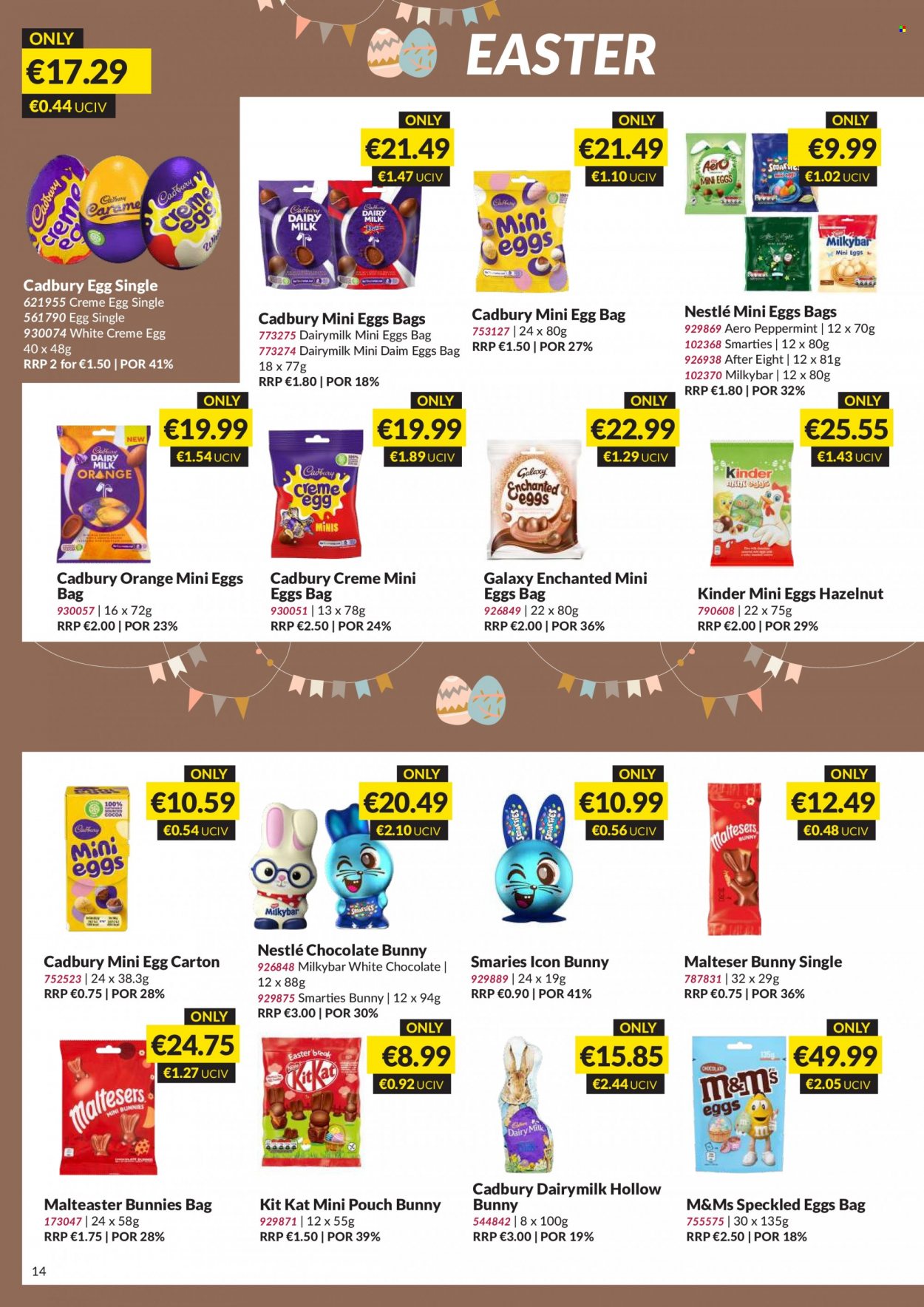 MUSGRAVE Market Place offer  - 22.01.2023 - 11.02.2023 - Sales products - orange, Nestlé, white chocolate, chocolate, Smarties, candy egg, KitKat, After Eight, Maltesers, Cadbury, milky bar, chocolate bunny. Page 14.