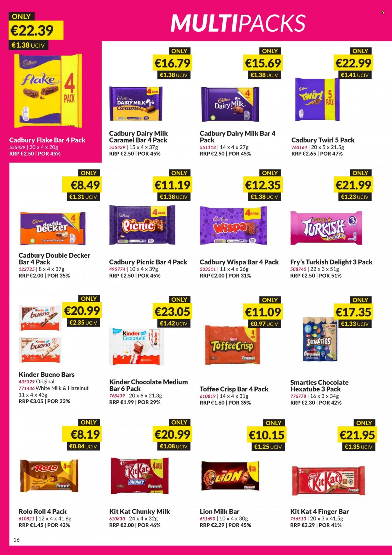 MUSGRAVE Market Place offer  - 22.01.2023 - 11.02.2023 - Sales products - chocolate, Smarties, KitKat, toffee, Kinder Bueno, Cadbury, milky bar, Dairy Milk, caramel. Page 16.