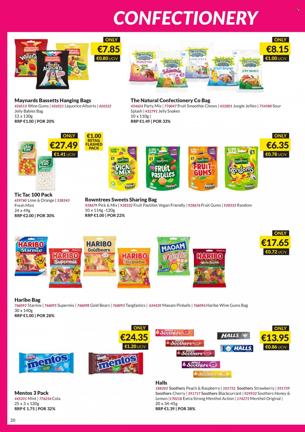 MUSGRAVE Market Place offer  - 22.01.2023 - 11.02.2023 - Sales products - cherries, Halls, Mentos, Haribo, jelly, chewing gum, pastilles, soother, Tic Tac, honey, smoothie, bag. Page 20.