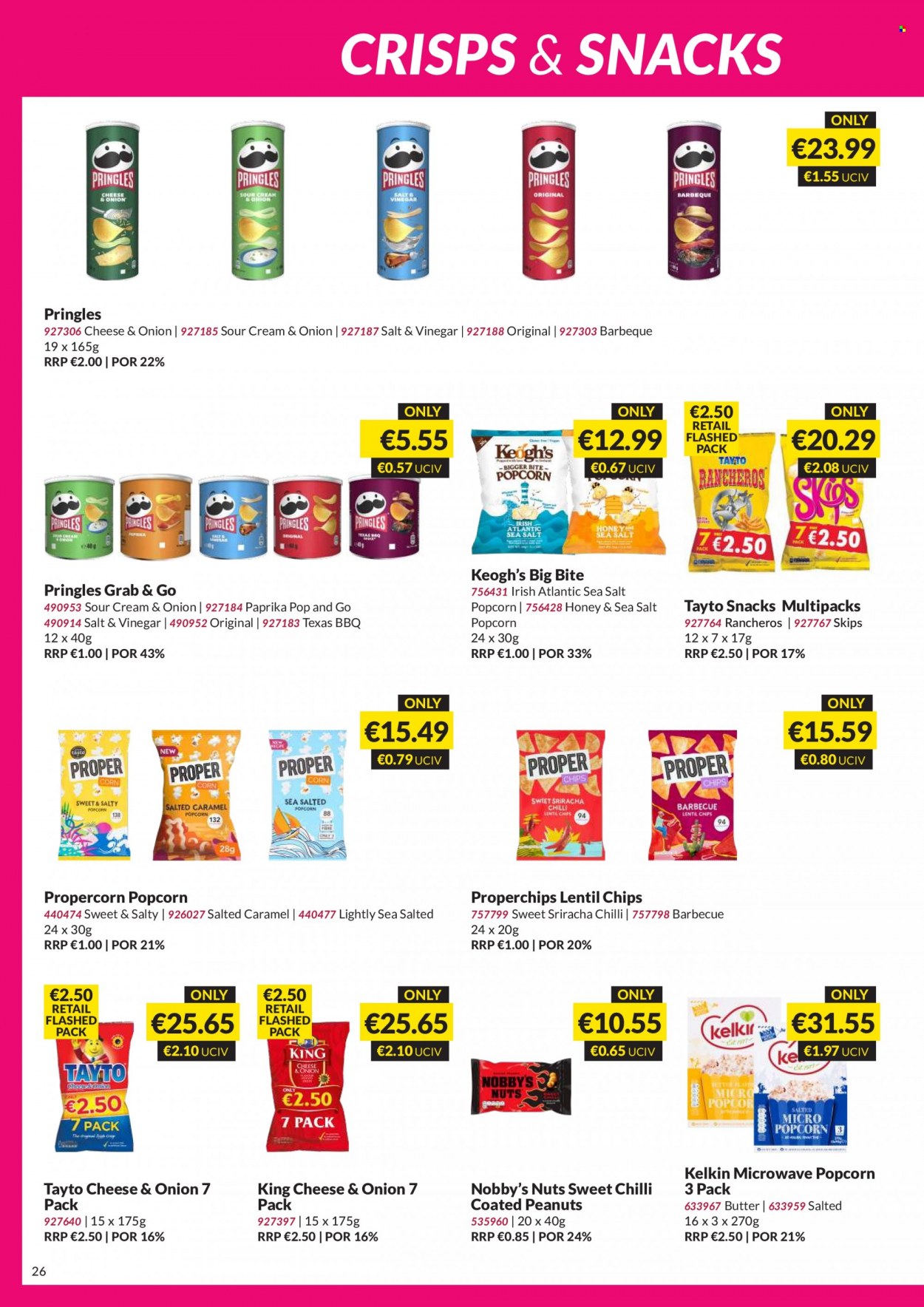 MUSGRAVE Market Place offer  - 22.01.2023 - 11.02.2023 - Sales products - snack, Pringles, chips, TAYTO, popcorn, sriracha, honey, nuts. Page 26.