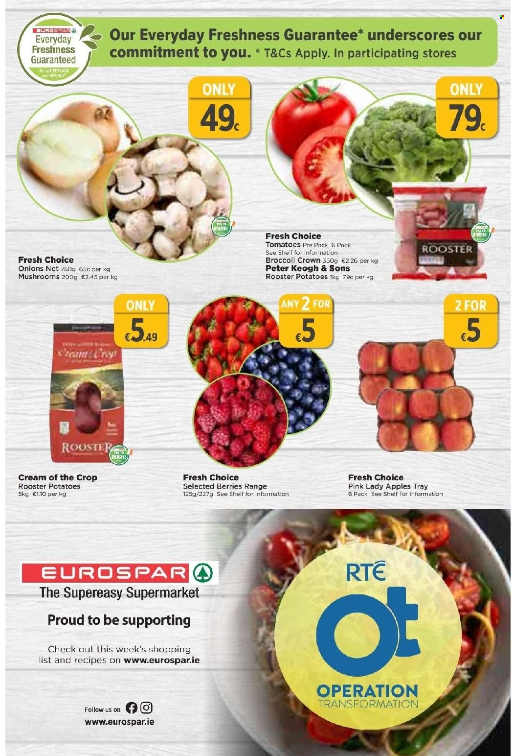 EUROSPAR offer  - 19.01.2023 - 08.02.2023 - Sales products - mushroom, tomatoes, potatoes, onion, apples, Pink Lady apples, tray. Page 4.