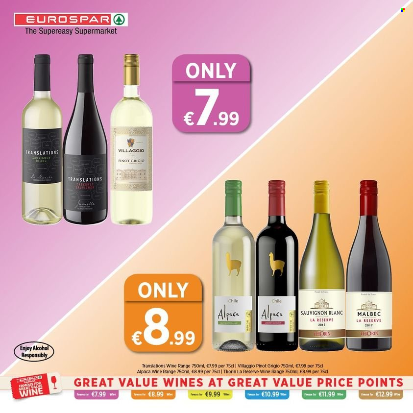 EUROSPAR offer  - Sales products - Cabernet Sauvignon, red wine, white wine, wine, alcohol, Pinot Grigio, Sauvignon Blanc. Page 3.