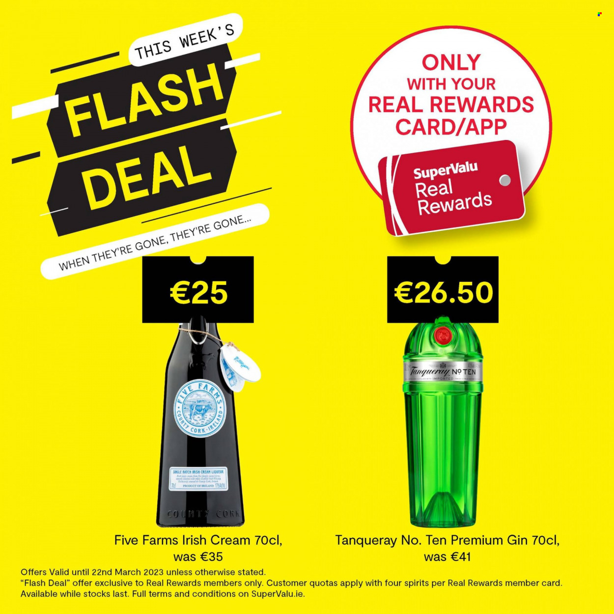 SuperValu offer  - 16.03.2023 - 22.03.2023 - Sales products - fish, gin, liqueur, irish cream. Page 3.