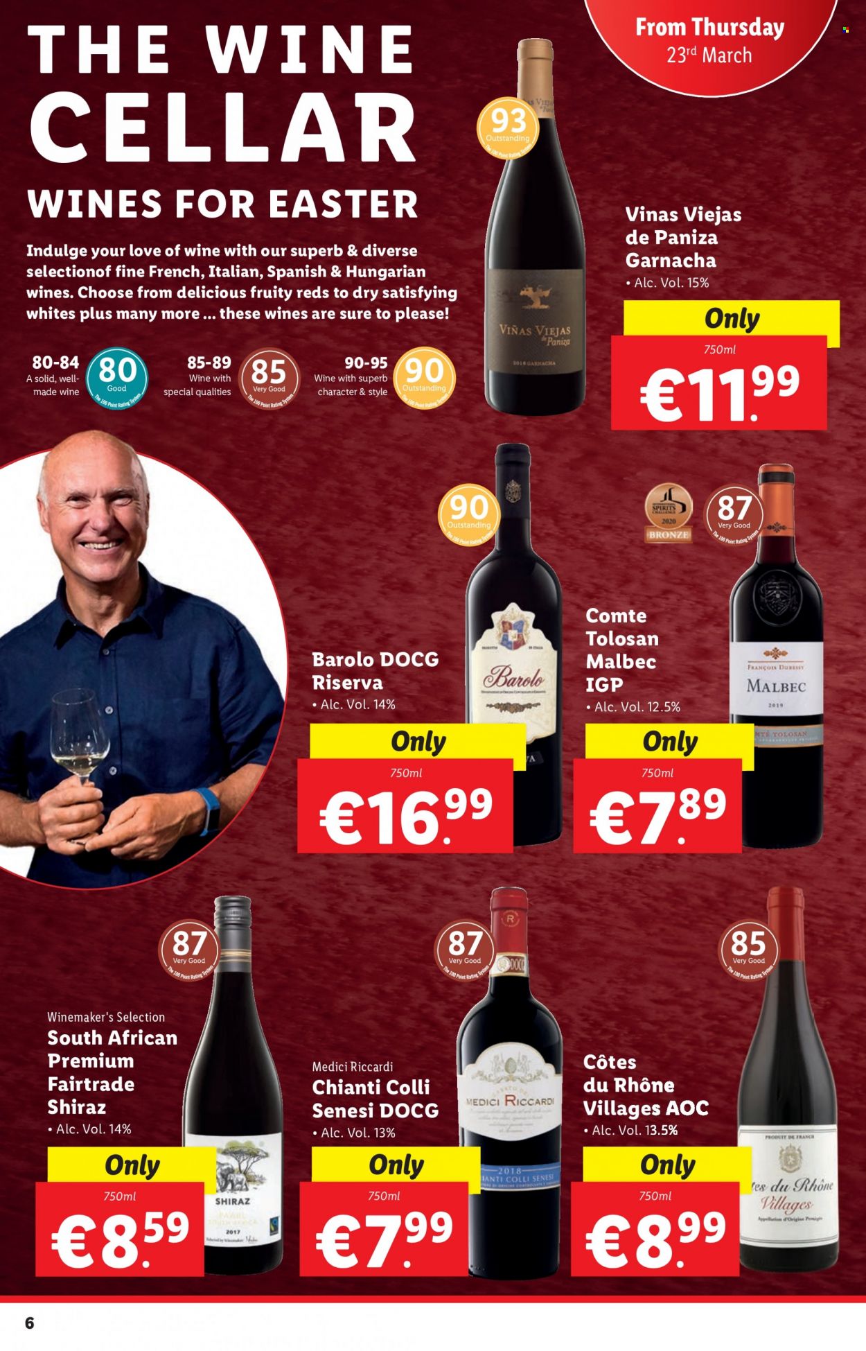 Lidl offer  - 23.03.2023 - 29.03.2023 - Sales products - red wine, wine, Shiraz. Page 6.
