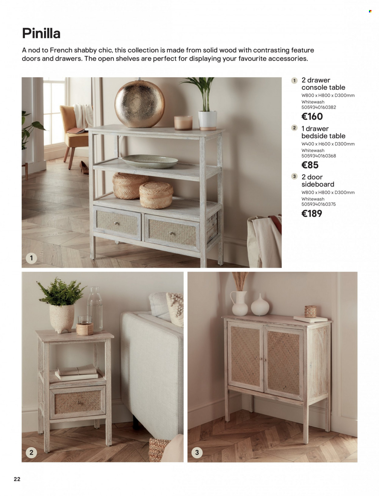 thumbnail - B&Q offer  - Sales products - table, sideboard, shelves, bedside table. Page 22.
