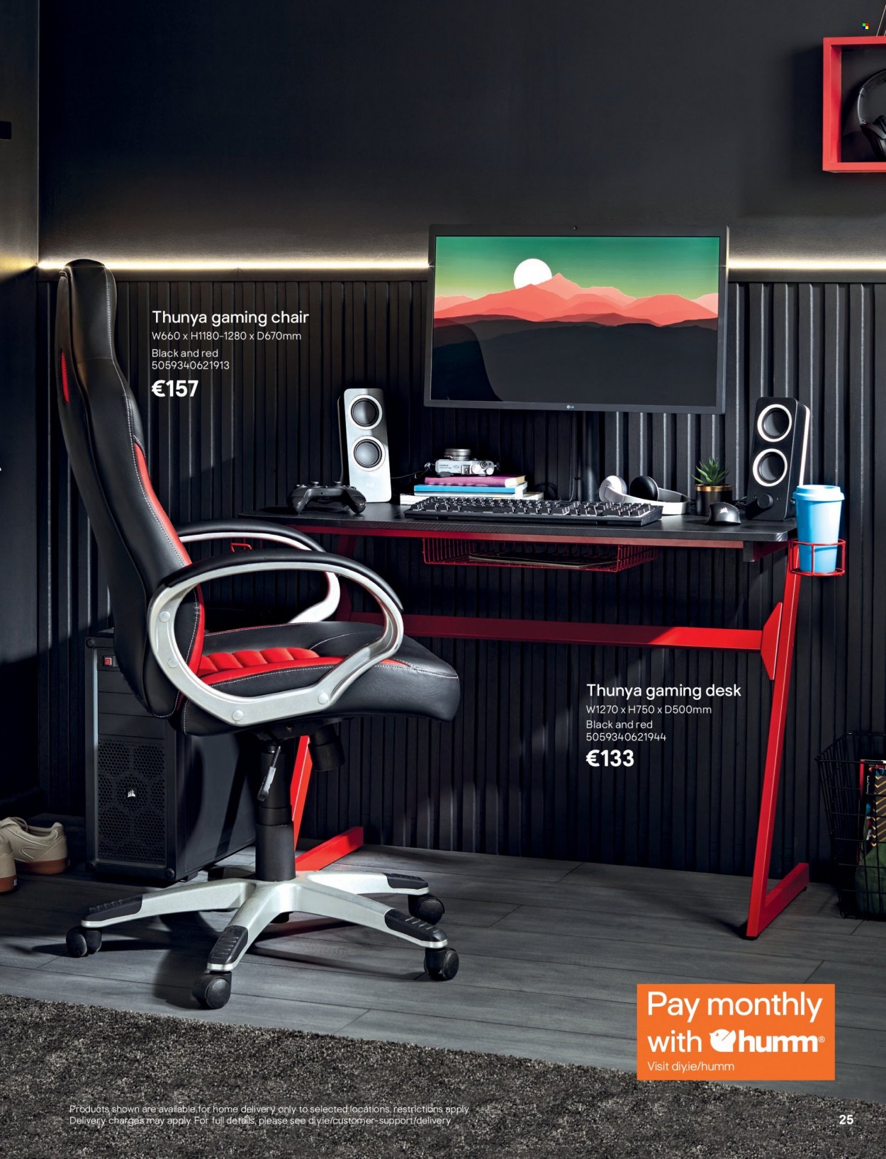 thumbnail - B&Q offer  - Sales products - chair, desk, gaming desk, game chair. Page 25.