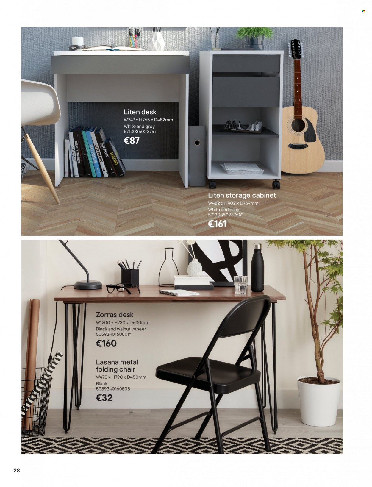 thumbnail - B&Q offer  - Sales products - cabinet, chair, desk, folding chair. Page 28.