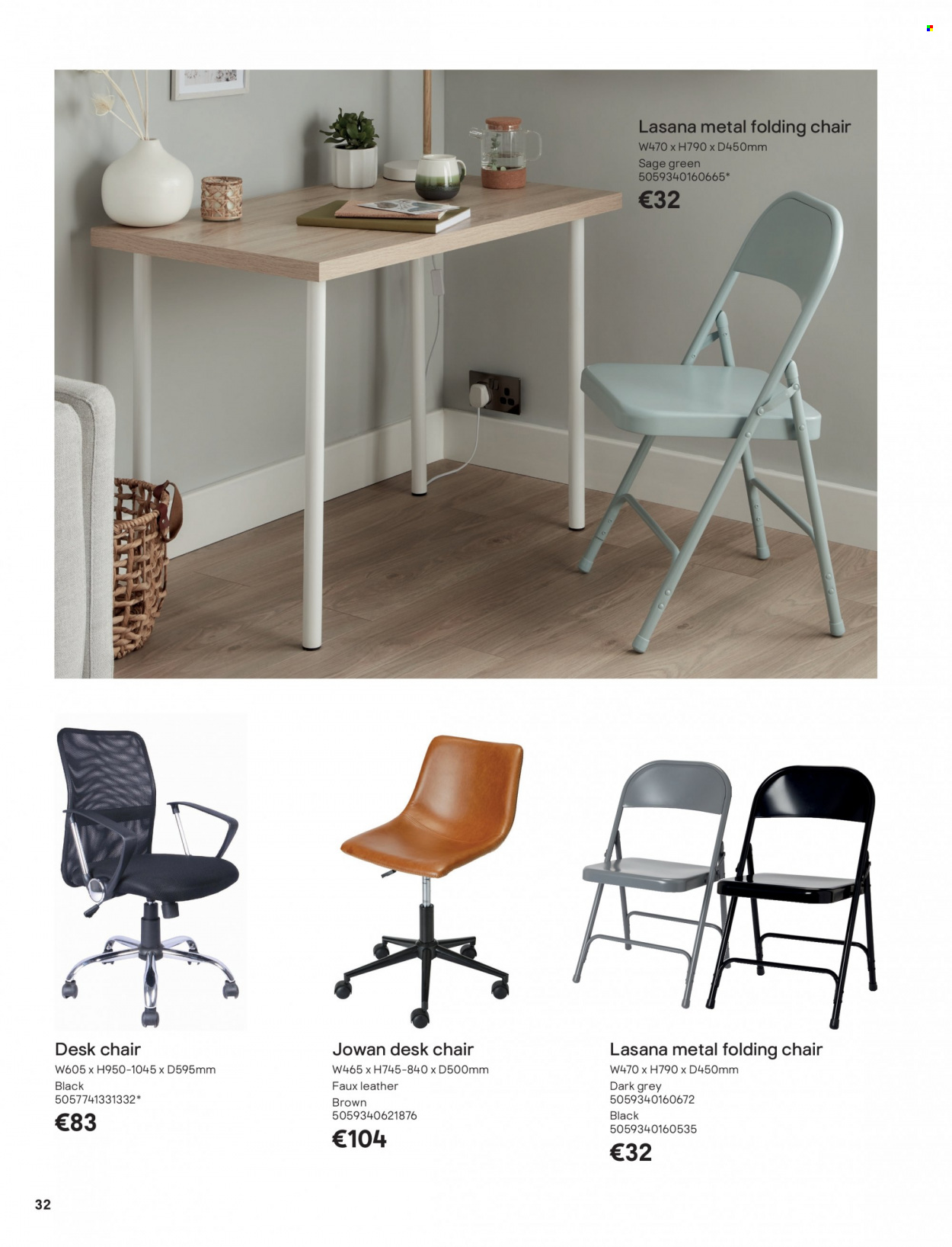 thumbnail - B&Q offer  - Sales products - chair, desk, folding chair. Page 32.