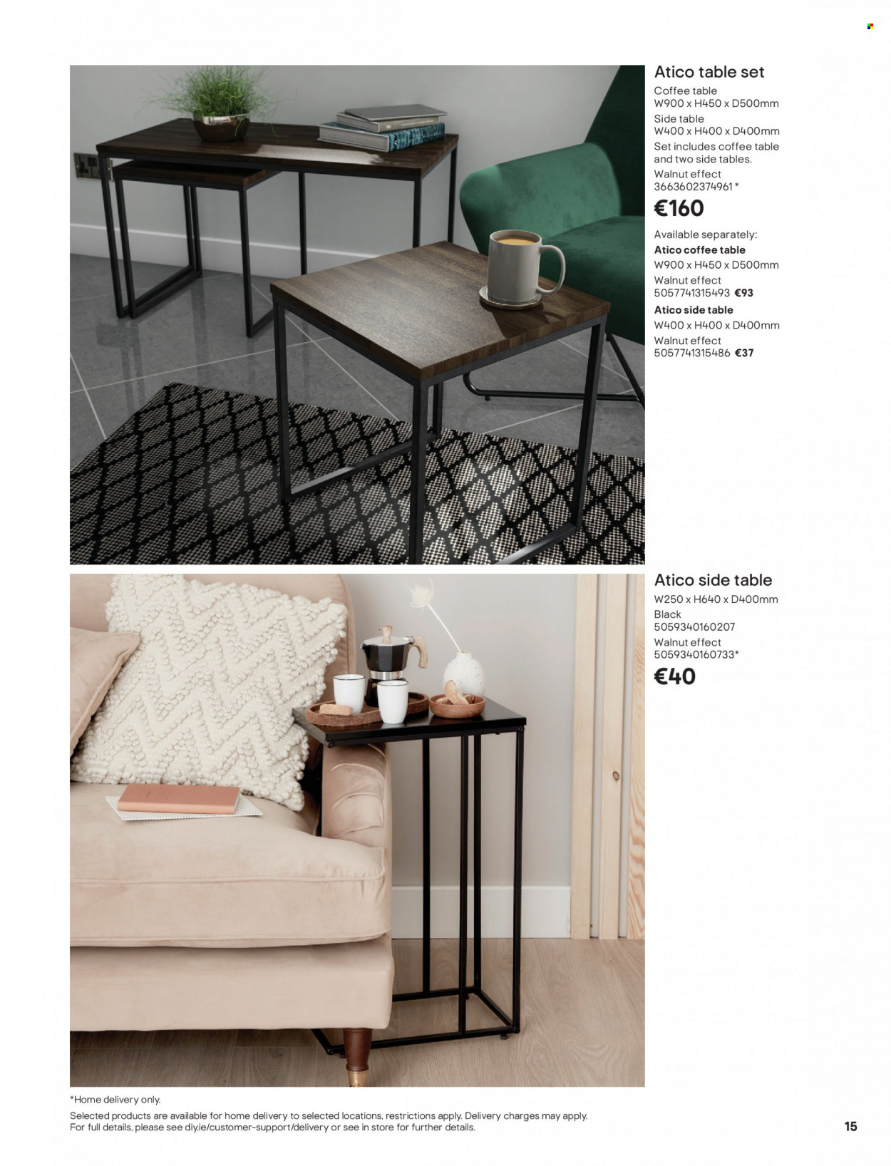 thumbnail - B&Q offer  - Sales products - table set, coffee table, sidetable. Page 15.