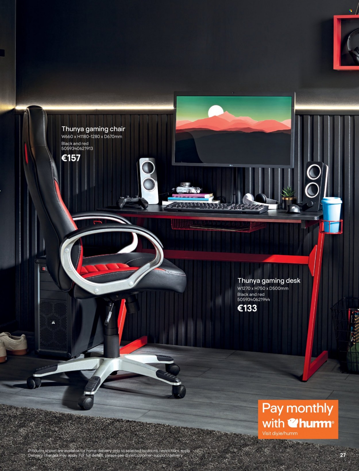 thumbnail - B&Q offer  - Sales products - chair, desk, gaming desk, game chair. Page 27.