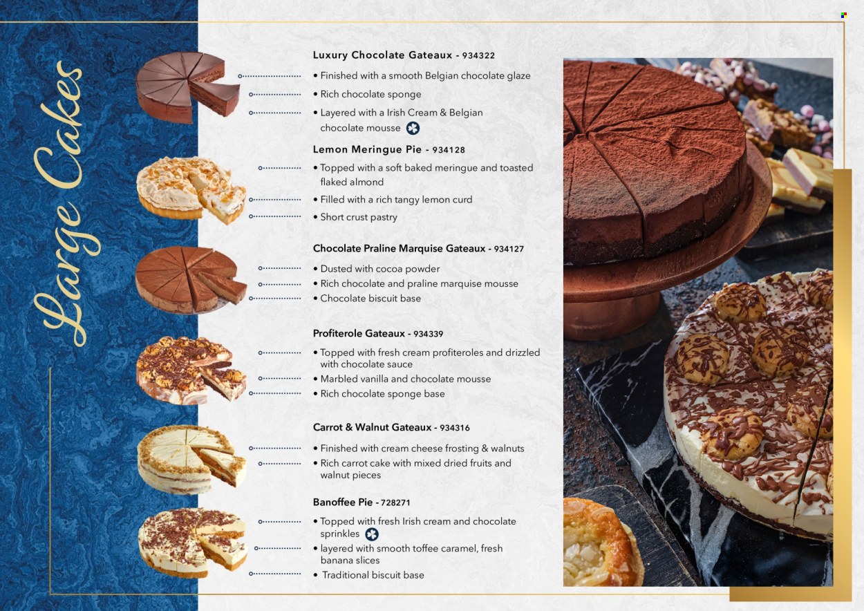 thumbnail - MUSGRAVE Market Place offer  - Sales products - cake, profiteroles, sauce, curd, chocolate mousse, mousse, toffee, biscuit, frosting, sprinkles, caramel, lemon curd, walnuts, irish cream, sponge. Page 5.