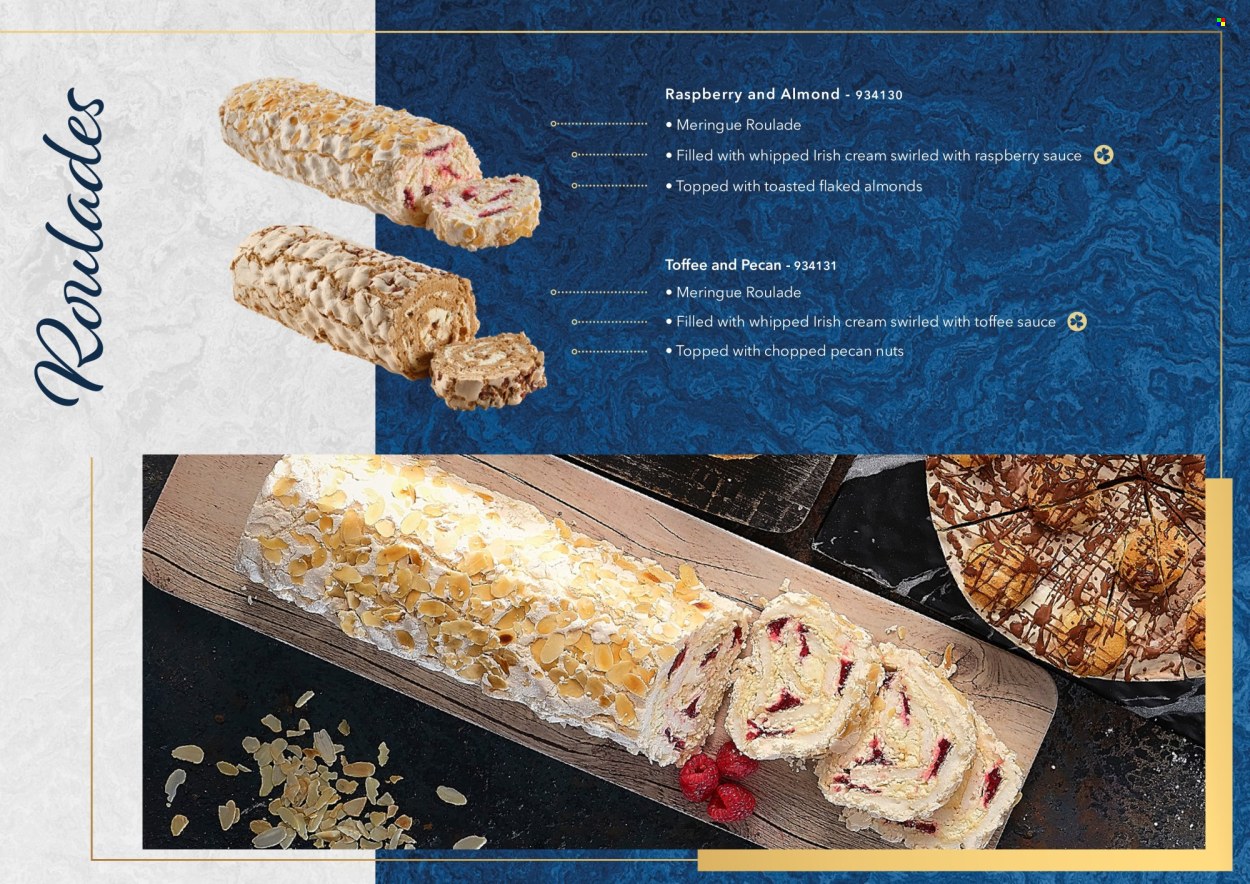 thumbnail - MUSGRAVE Market Place offer  - Sales products - roulade, meringue, sauce, toffee, almonds, pecans, irish cream. Page 6.