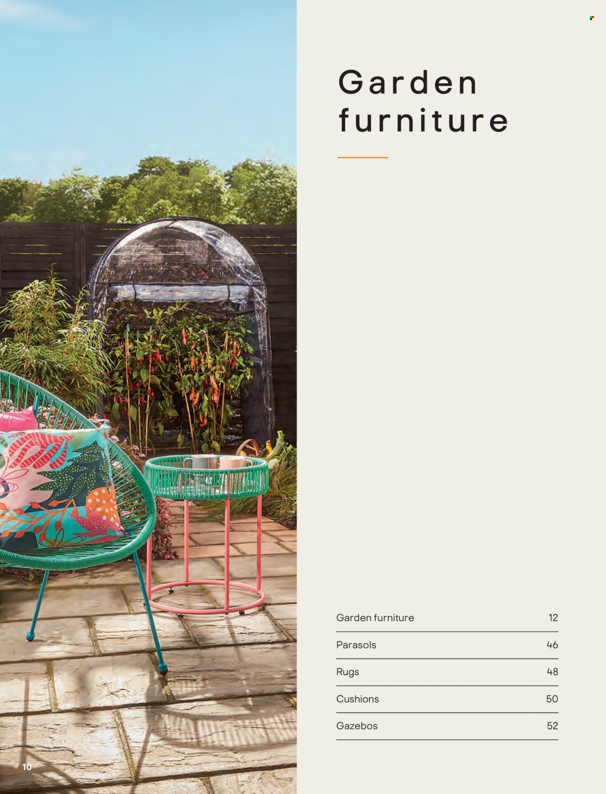 thumbnail - B&Q offer  - Sales products - garden furniture, cushion, rug. Page 10.